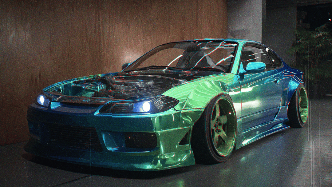 Night drift scene with neon lights
